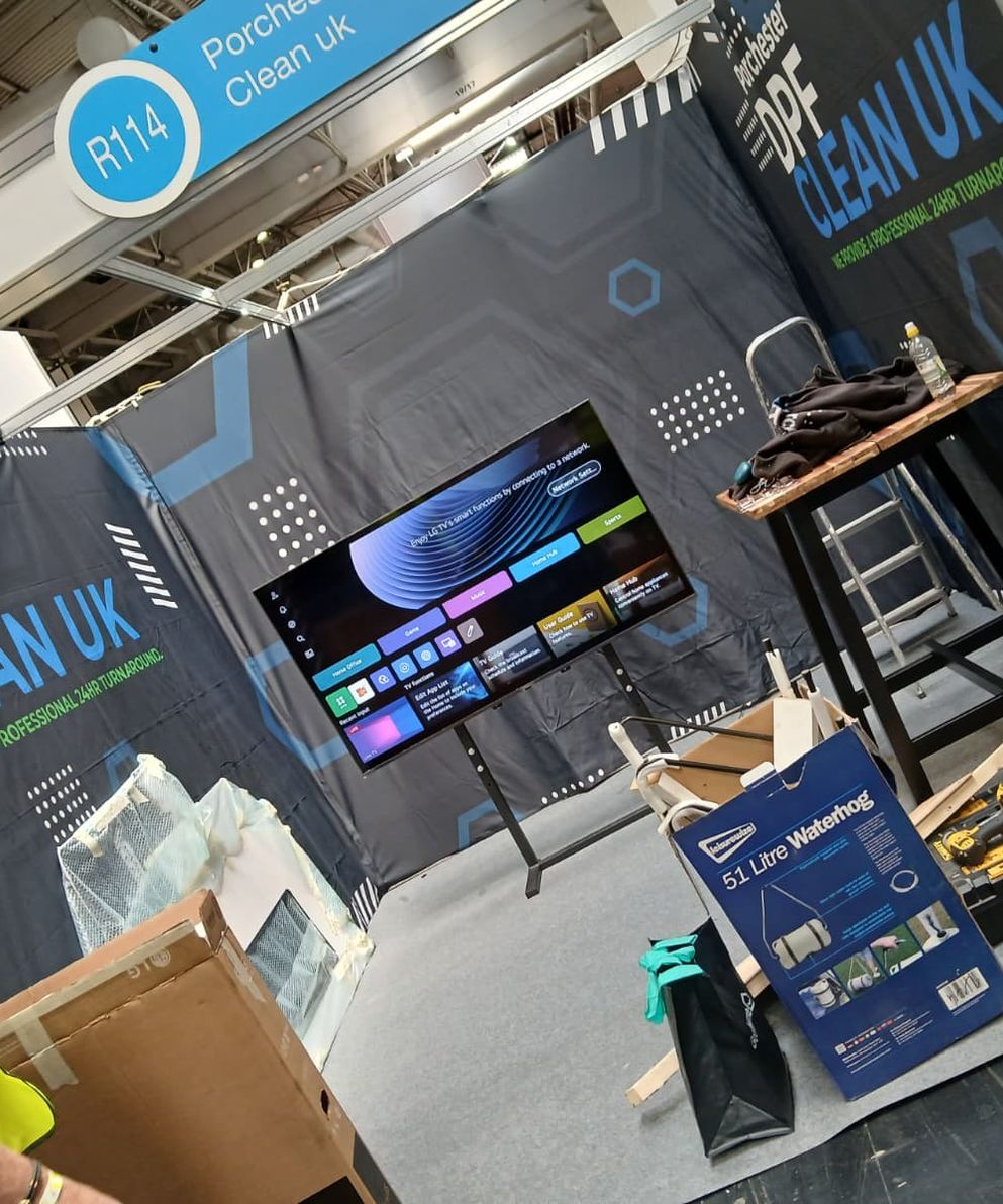 Porchester DPF Clean UK exhibition stand and cleaning equipment