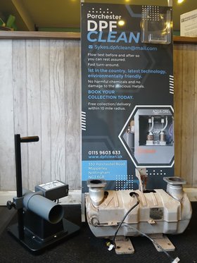 Porchester DPF Clean UK display with filter samples