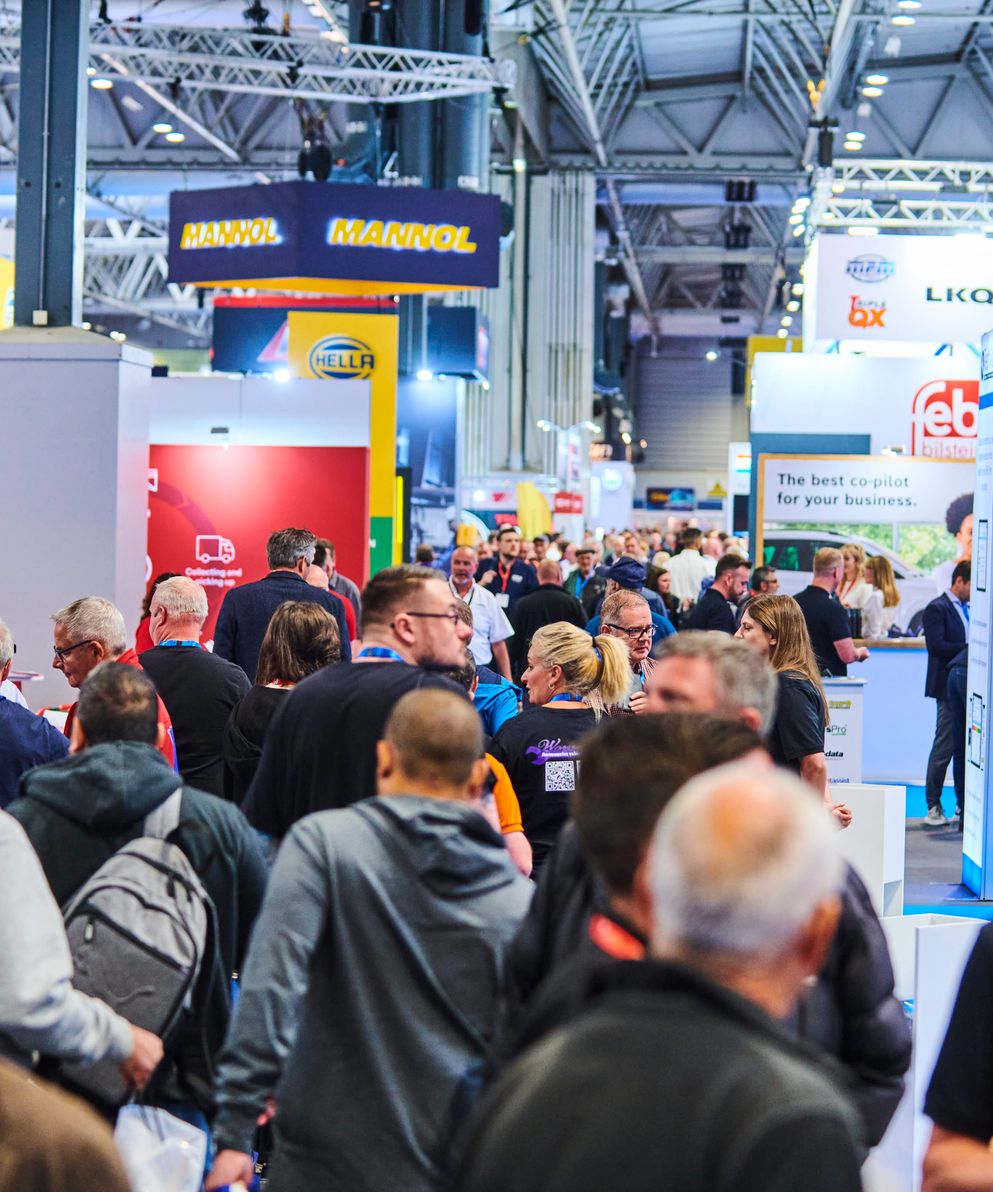 Visitors at the Automechanika automotive exhibition