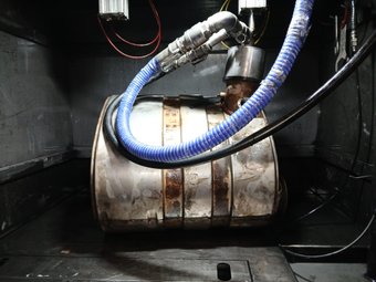 Diesel particulate filter inside the cleaning machine